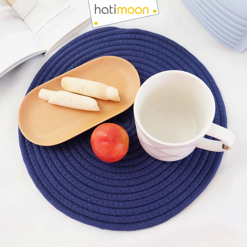 Tấm lót decor, tấm lót ấm trà, đế lót nồi, đĩa sợi vải 24cm, 30cm - Hatimoon