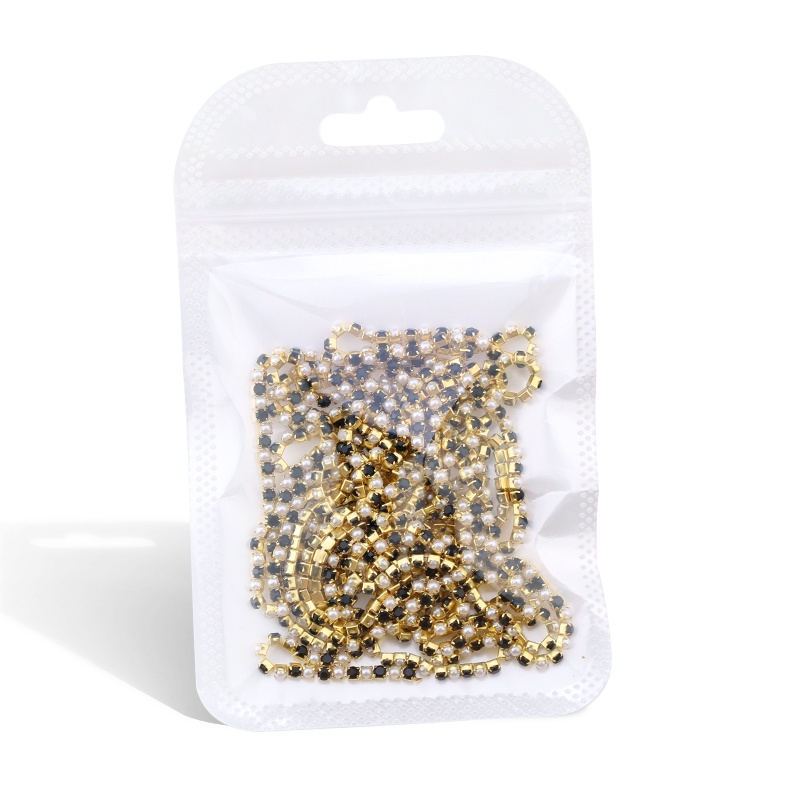 2 Yard Dây Xích Hạt Ngọc Trai / Vàng / Bạc Bằng ABS Dùng Trang Trí Đầm Cưới DIY