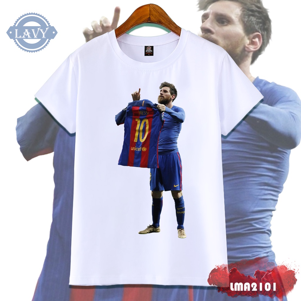 Áo thun nam cổ tròn in hình Messi, áo phông unisex nam nữ vải cotton co giãn chất lượng cao | LMA2101-TT01