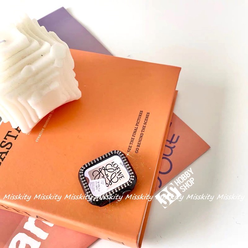 Ốp Bảo Vệ Bằng Nhựa Đính Kim Cương Giả Sang Trọng Cho Apple Watch Serise 7 6 SE 5 4 45mm 44mm 41mm 40mm
