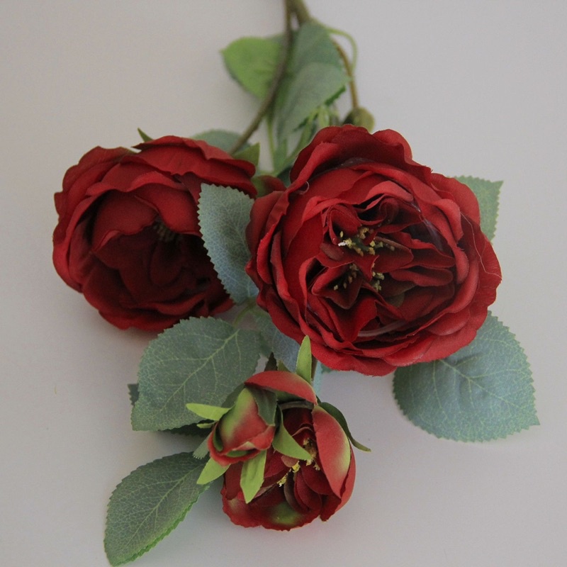 Cành hoa hồng Anh cao 68cm đẹp sang trọng, hoa lụa trang trí cao cấp