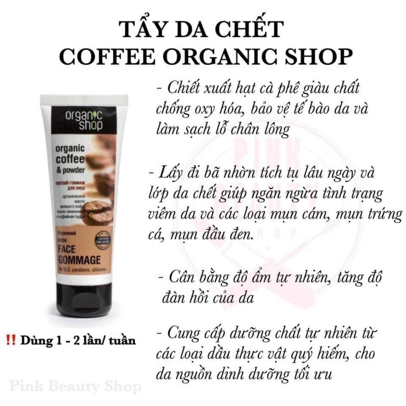 TẨY DA CHẾT CAFE ORGANIC MẶT NGA