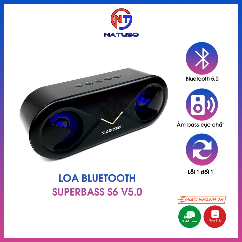 Loa Bluetooth Superbass S6 V5.0 Hiệu Ứng Led Nháy Theo Nhạc, Kết Nối Không Dây, Nghe Nhạc Trong Bass Trầm Ấm