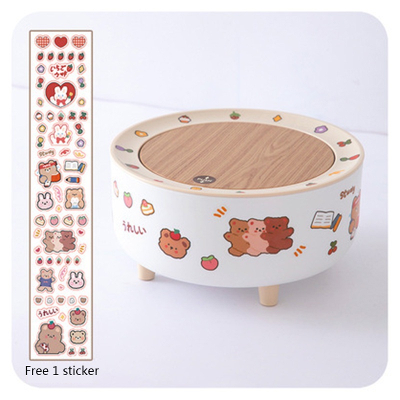 THÙNG RÁC MINI ĐỂ BÀN CÓ NẮP ĐẬY NHẤN NÚT TỰ BẬT KÈM STICKER SIÊU CUTE