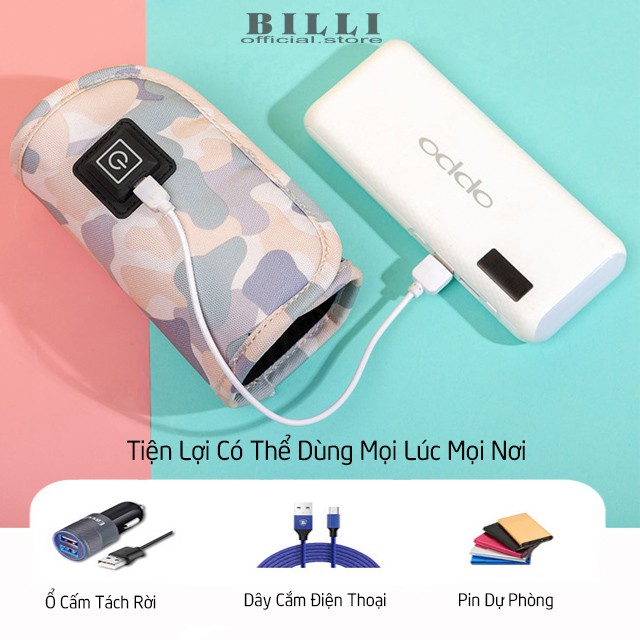 Túi Vải Ủ Giữ Nhiệt Bình Sữa Di Động_ Làm Nóng Nhanh Thông Minh_Quai Đeo Tiện Dụng_Không Kèm USB