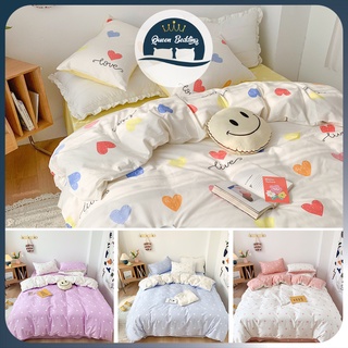 Bộ Chăn Ga Gối 2 Mặt Cotton Poly Họa Tiết Tim Nhỏ, Set 4 Món Đủ Màu