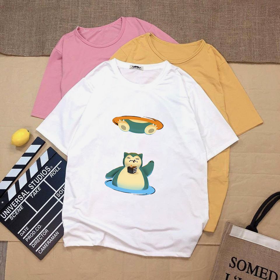 Áo thun tay lỡ unisex họa tiết hoạt hình vải dày mịn 20N1262