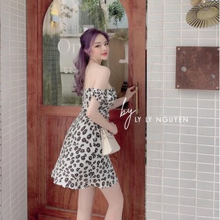 Đầm hoa cúc trễ vai