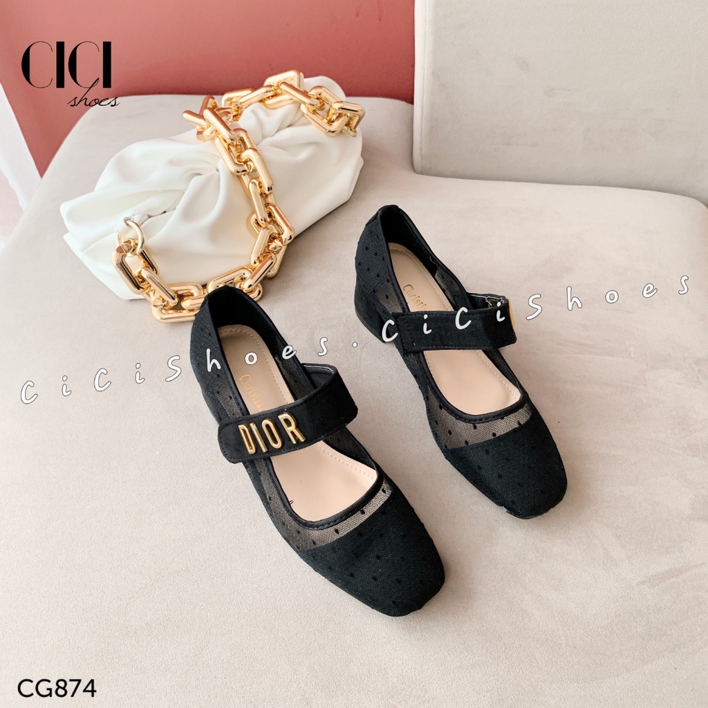 Giày cao gót rẻ lưới Cici  Shoes bi đai ngang Dior GV 5p - CG874