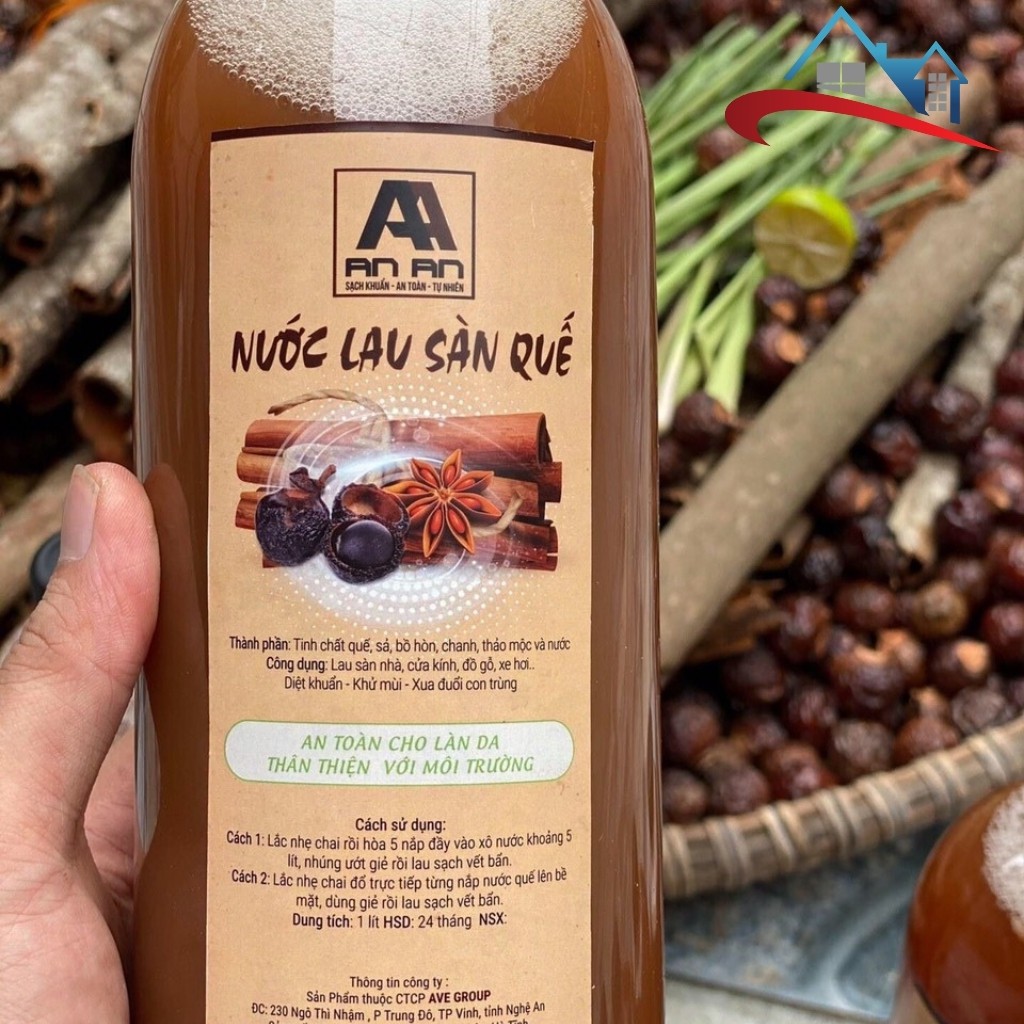 Nước lau sàn hữu cơ Sả Chanh Quế An An đậm đặc, 100% thảo mộc tự nhiên, ko gây kích ứng da, xua đuổi muỗi, côn trùng, kh