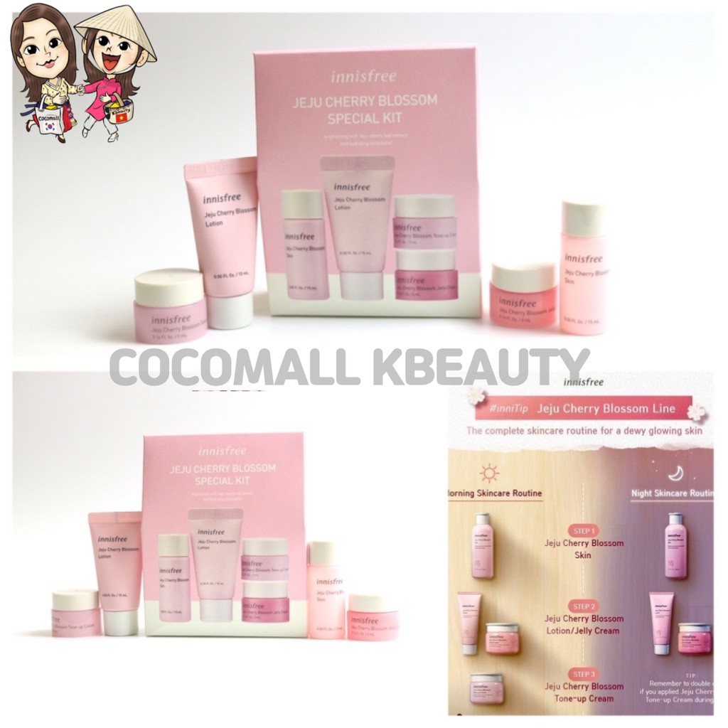 [ Hàng Auth Hàn Quốc ] BỘ DƯỠNG ẨM VÀ NÂNG TÔNG DA TRẮNG HỒNG INNISFREE JEJU CHERRY BLOSSOM SPECIAL KIT COCOMALL KBEAUTY