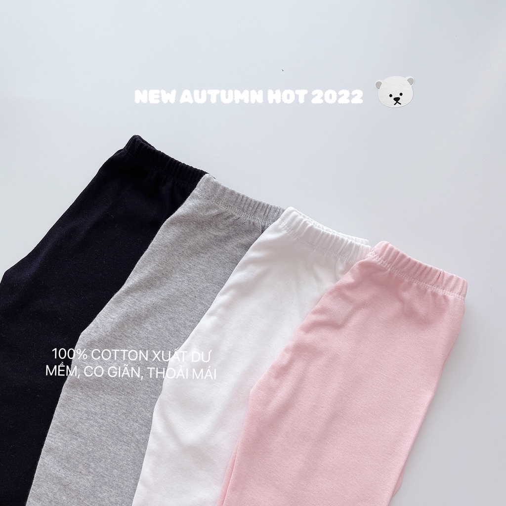 Combo 4 quần legging trơn màu cho bé gái, set 4 quần legging 4 màu bé gái xinh xắn