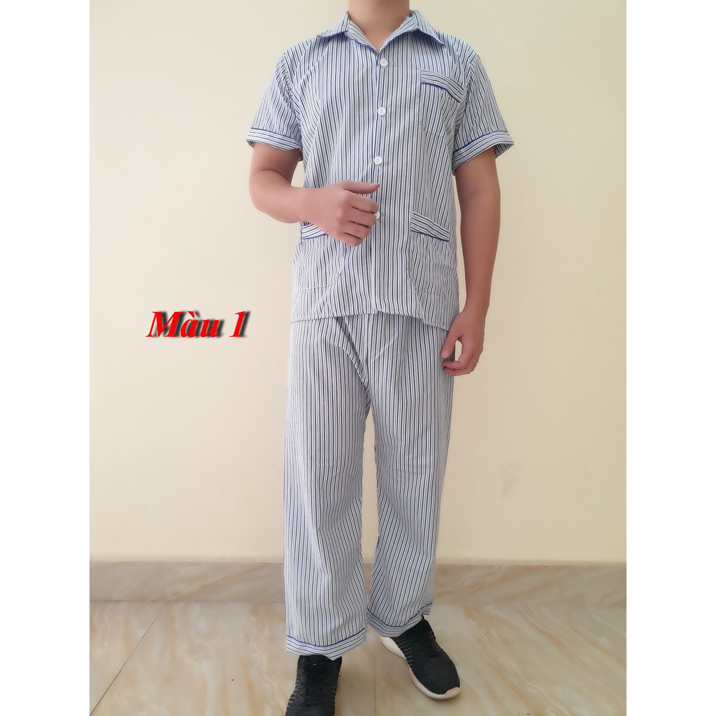 [Siêu đẹp] Bộ Pijama Bộ kẻ ông già dài