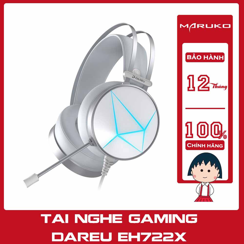 Tai nghe gaming DAREU EH722X ARTIC White - Tăng khả năng khử ồn ( EH722X trắng/EH722X White)