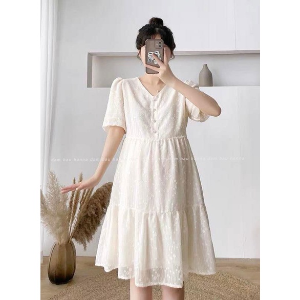 [HANNA] Đầm bầu dự tiệc sang chảnh cho mẹ trẻ có size 40-80kg mẫu xinh vải cao cấp thoáng mát không nhăn đầm dài qua gối