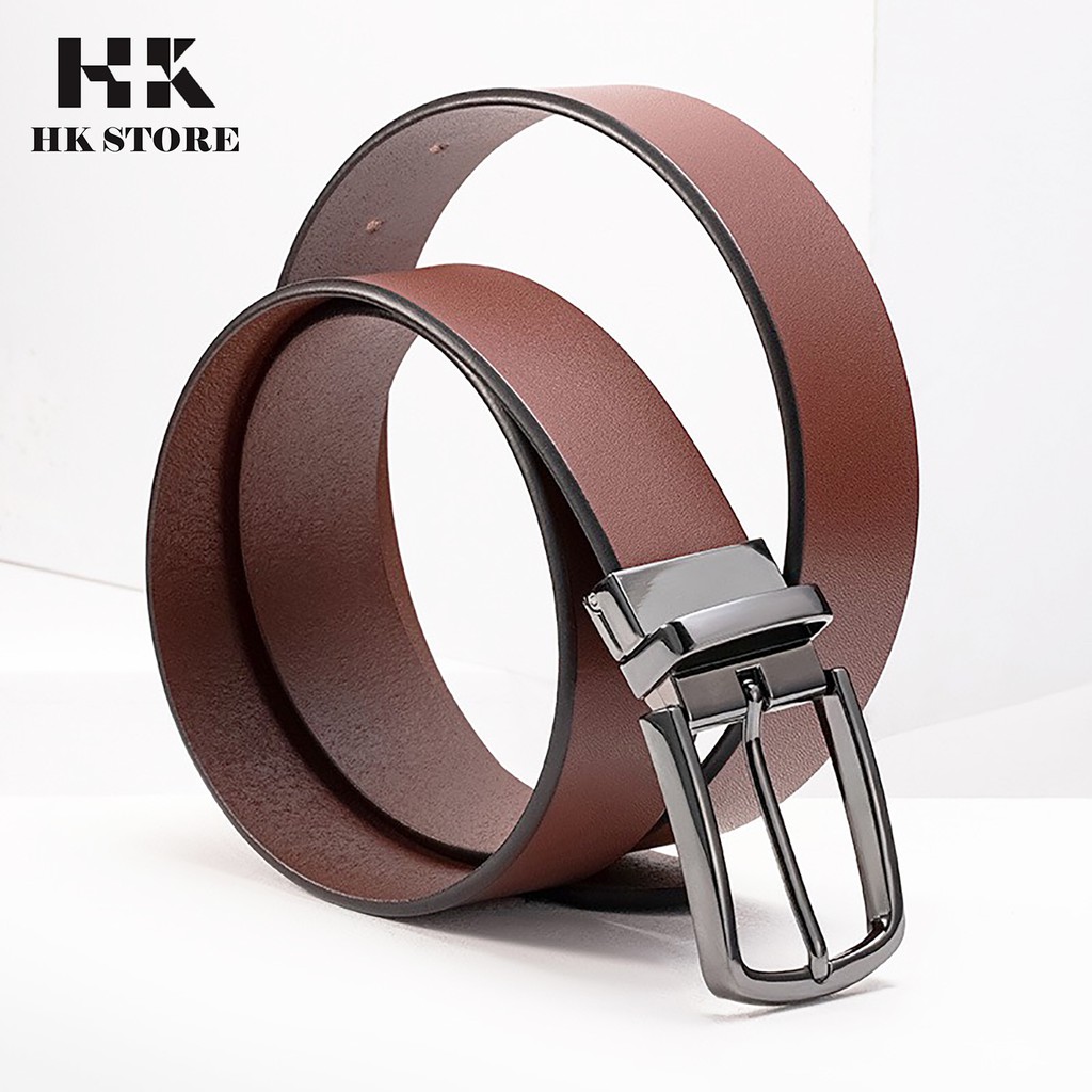 Dây lưng nam da miếng 💝 HK STORE 💝 bảo hành 5 năm đối với hàng chính hãng da bò nguyên miếng siêu đẹp siêu bền này.