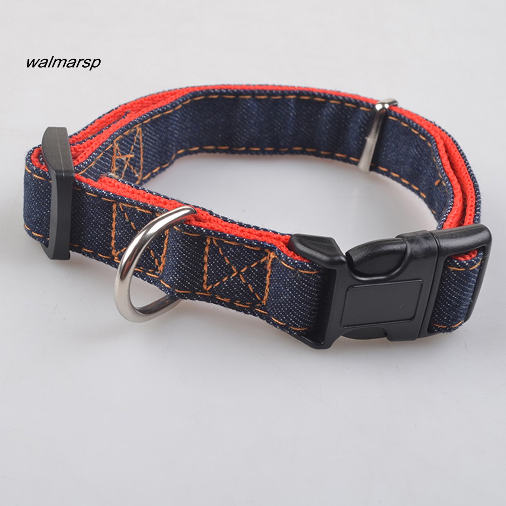 ZZ_Pet Dog Puppy Denim Adjustable Soft Collar Buckle D-ring Necklace Neck Strap