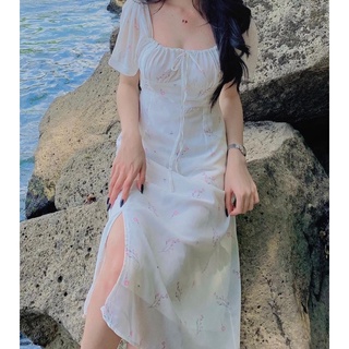 Váy maxi hoa nhí xẻ tà
