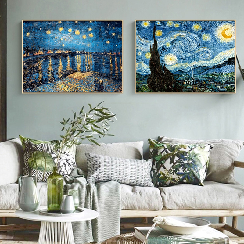 Tranh sơn dầu Van Gogh bằng vải canvas treo tường trang trí tiện dụng