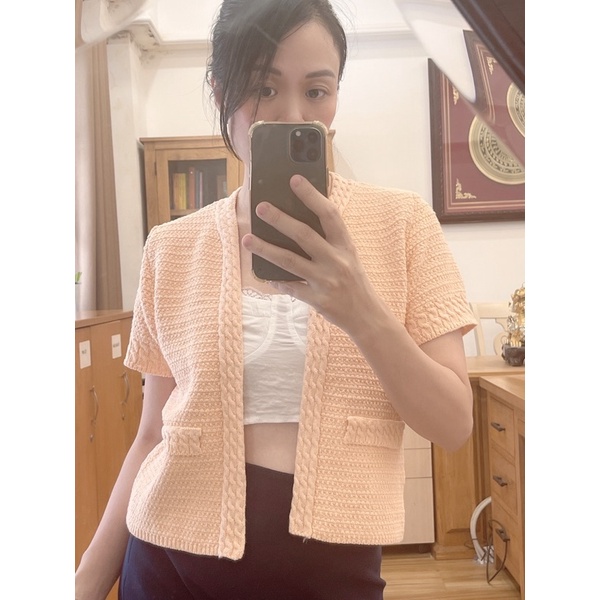 Áo Cadigan Dạ Tweed Ngắn Tay Mango