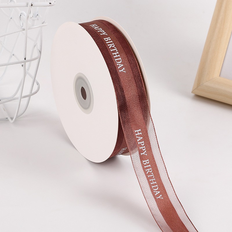 Ruy băng Happy birthday đẹp trang trí bánh kem