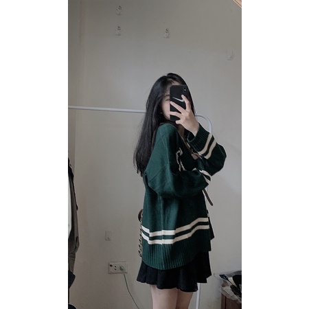 Áo len nữ cổ V phối viền style siêu xinh hàng loại 1 - hàng có sẵn