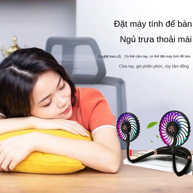 Quạt treo cổ, nhỏ, sạc mini, lớn, để bàn ký túc xá văn phòng USB massage di động thơm mát