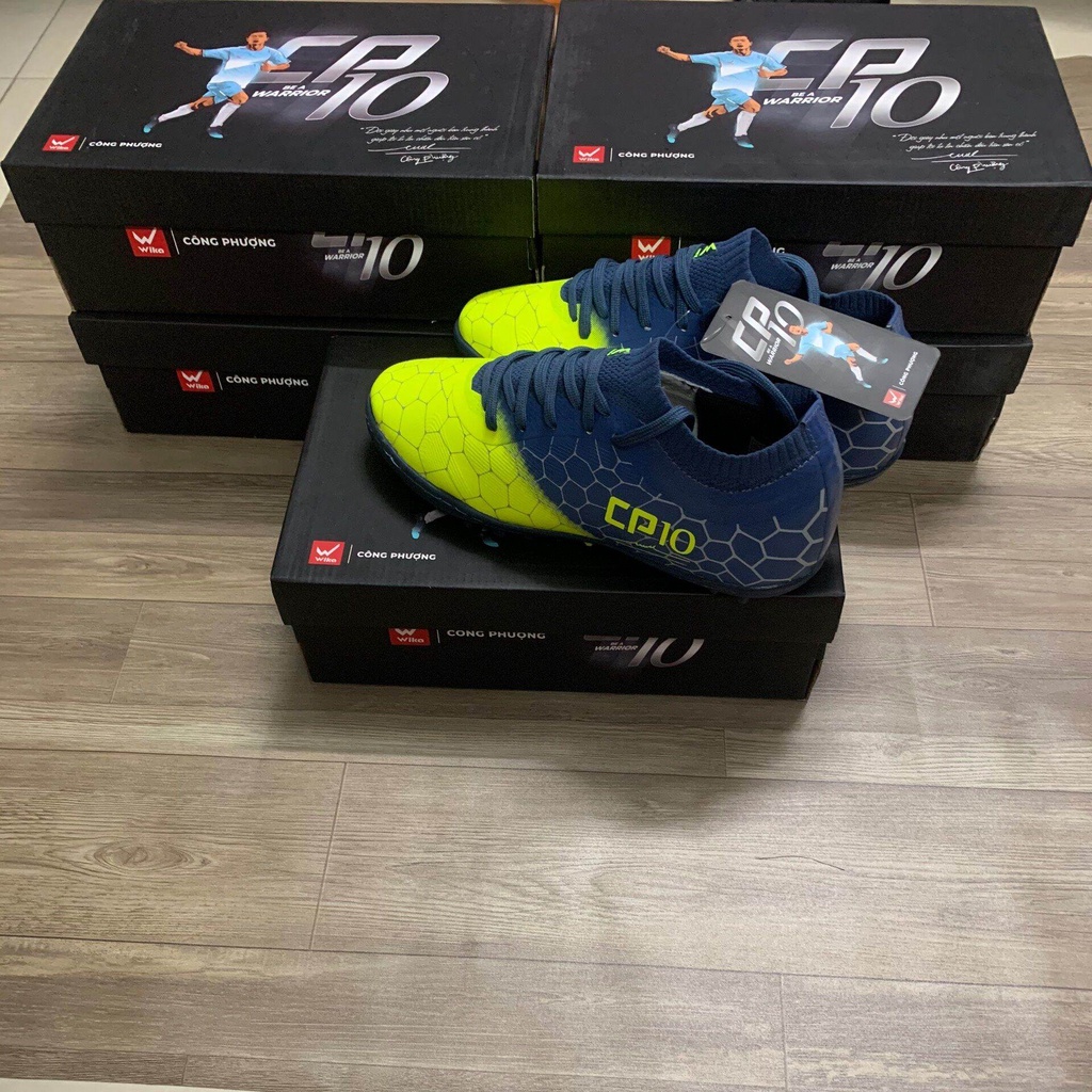 Giày Đá Bóng Wika Cp10 Công Phượng Sân Cỏ Nhân Tạo Chính Hãng Da Microfiber Cổ Chun Dệt Ôm Chân Đế Giày Tf Cao Su Non