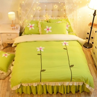 Set ga phủ giường thêu hoa