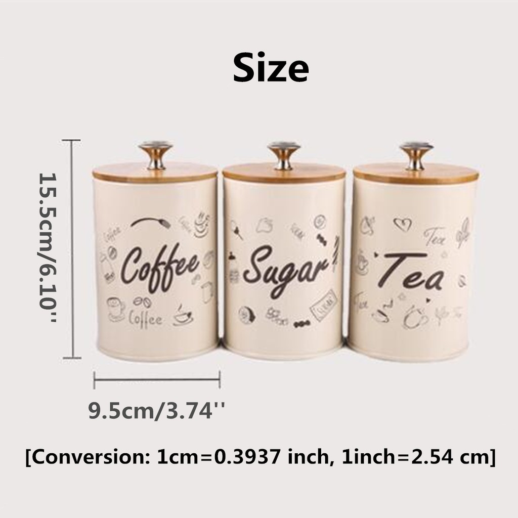 Set 3 hũ đựng trà cà phê đường phong cách Vintage cho nhà bếp