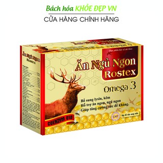 Viên ăn ngủ ngon Rostex giúp ăn ngon, ngủ ngon, tăng đề kháng - 60 viên [Ăn Ngủ Ngon Rostex Omega 3 Vỉ vàng 60v]