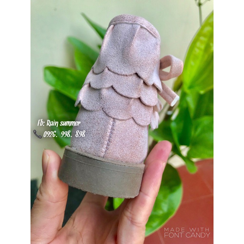 Boot da lộn hồng nhũ cho bé- ảnh thật