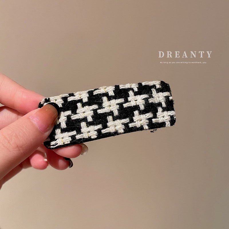 Kẹp Tóc Họa Tiết Caro Phong Cách Hàn Quốc Đơn Giản Thời Trang Thu Đông