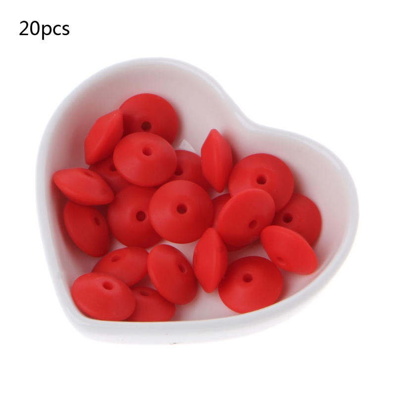 Bộ 20 Hạt Silicone Xỏ Vòng Tròn Nhiều Màu Làm Đồ Chơi DIY Cho Bé