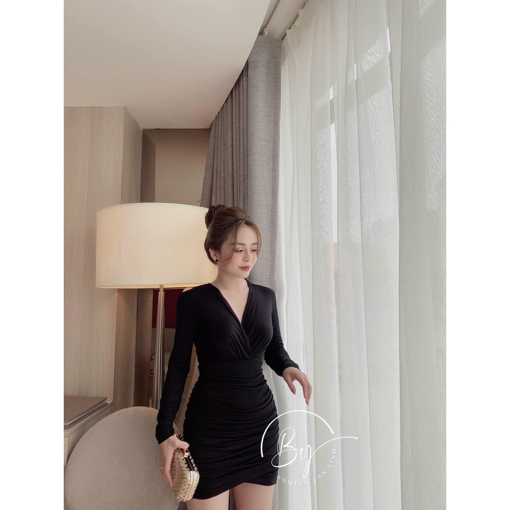 [MẪU MỚI] Đầm Body Tay Dài Cổ V Chất Thun Borip Thích Hợp Mặc Đi Tiệc Đi Làm Đi Chơi Phù Hợp Với Mọi Phong Cách | BigBuy360 - bigbuy360.vn
