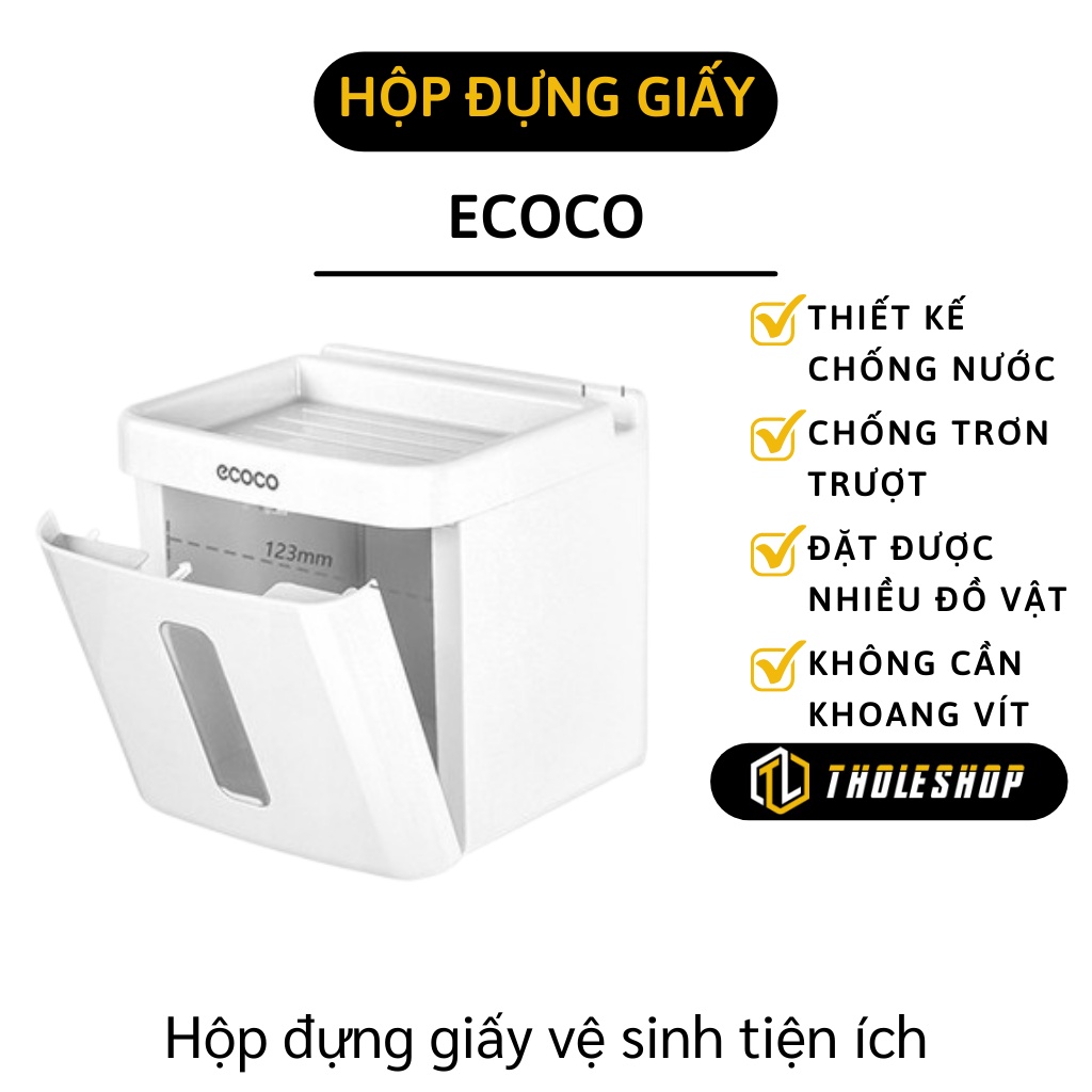 Hộp Đựng Giấy Vệ Sinh - Hộp Đựng Giấy Dán Tường Ecoco Đa Năng Để Đồ Dùng, Điện Thoại 8263