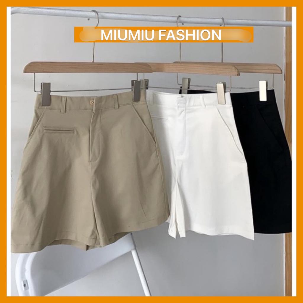 Quần shorts nữ-quần sooc nữ lưng cao túi mổ chất kaki phong cách Hàn Quốc