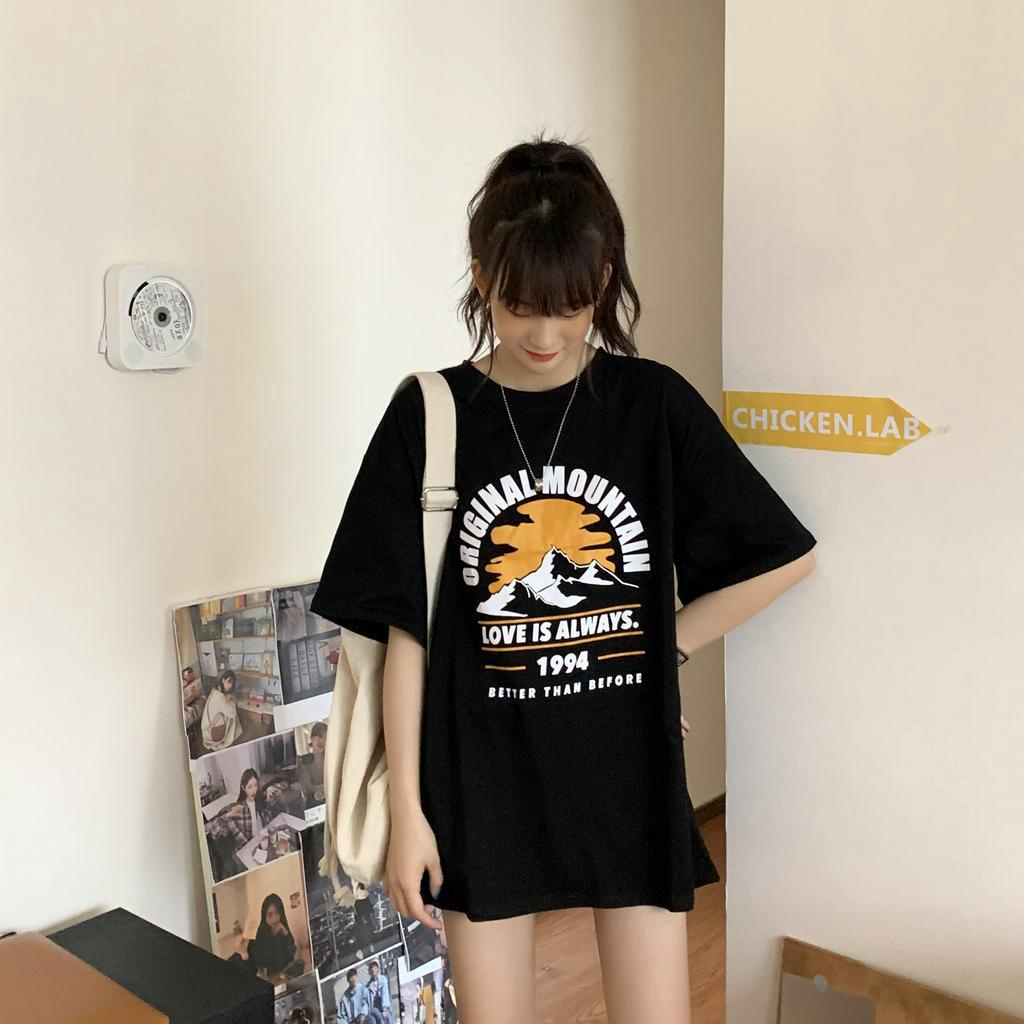 Áo Thun Ngắn Tay In Họa Tiết Phong Cách Hàn Quốc Độc Đáo Cho Nữ