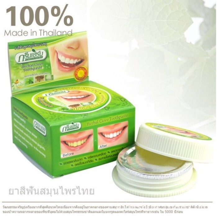 Kem tẩy trắng răng Green Herb Thái Lan 25g tặng hủ nhỏ 10g