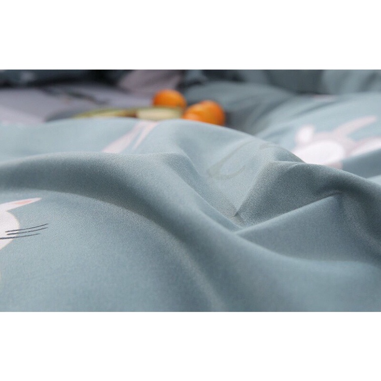Bộ chăn ga gối Cotton Poly Kanta store Mèo lười, vỏ chăn mền, drap giường và 2 vỏ gối