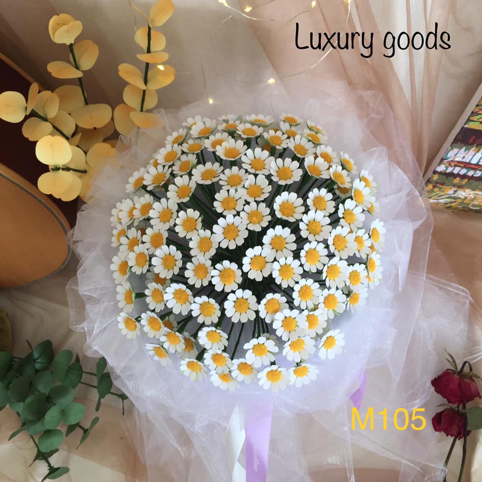 Handmade - Cành hoa cúc TANA thành phẩm 100 bông trang trí, bó hoa tặng người thương