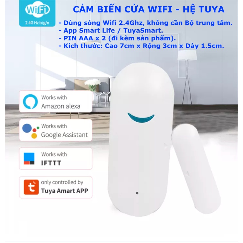 Cảm biến cửa , cảm biến rung thuộc Hệ sinh thái Tuya, kết nối Wifi / Zigbee, App Smart Life/ Tuya -