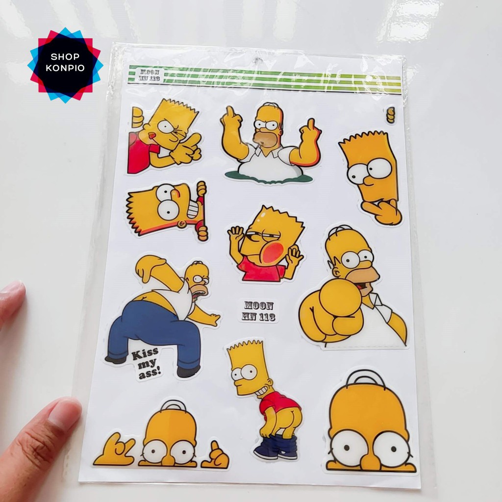 Bộ Tem Sticker Simpsons Dập Nổi Cao Cấp Dán Xe Máy, Ô Tô, Mũ Bảo Hiểm, Chống Thấm Nước, Chống Bay Màu