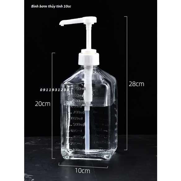 Vòi bình bơm nhựa 1600ml - bình bơm thủy tinh 1100ml