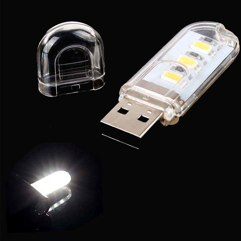 1 Đèn Led Mini 3 Bóng Hỗ Trợ Thẻ Usb Ánh Sáng Trắng / Ấm Cho Laptop / Cắm Trại