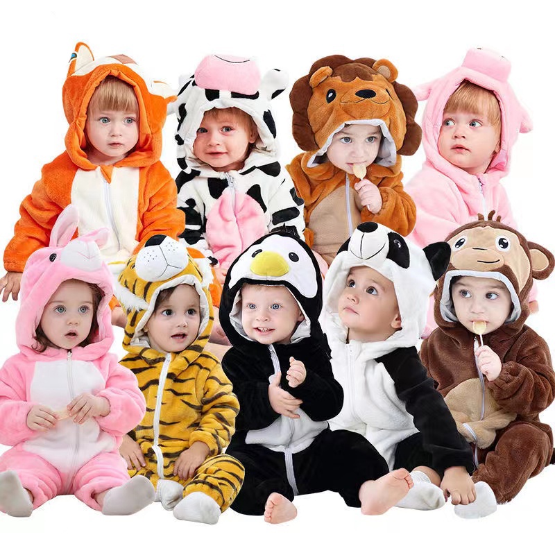 Bộ Áo Liền Quần Hình Thú Hoạt Hình Cho Bé