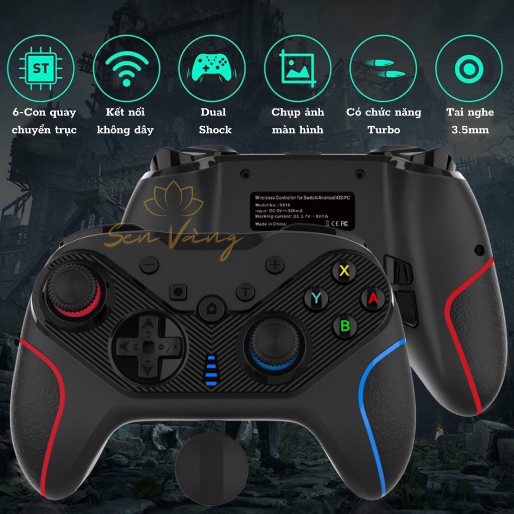 🎮Tay cầm chơi game S818 dây dài 2,2m🎮 GamePad có RUNG CỰC MẠNH - chơi game NHẠY - Chơi game đua xe | bắn súng | thể thao