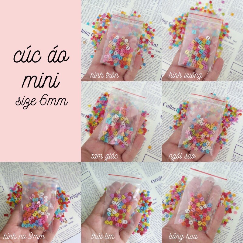 Cúc áo mini size 6mm 1 gói 100 hạt
