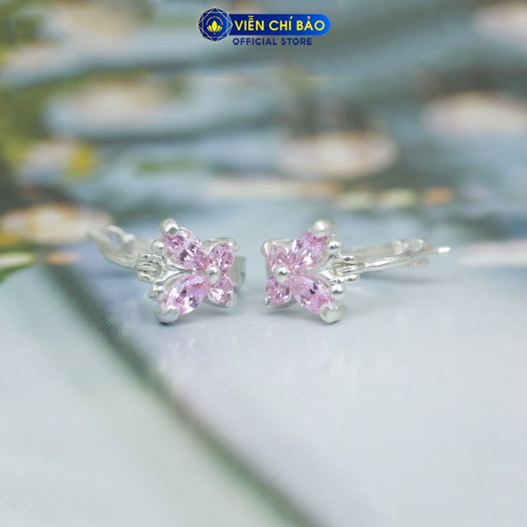 Bông tai bạc nữ cánh bướm hồng chất liệu bạc 925 thời trang phụ kiện trang sức nữ Viễn Chí Bảo B400002