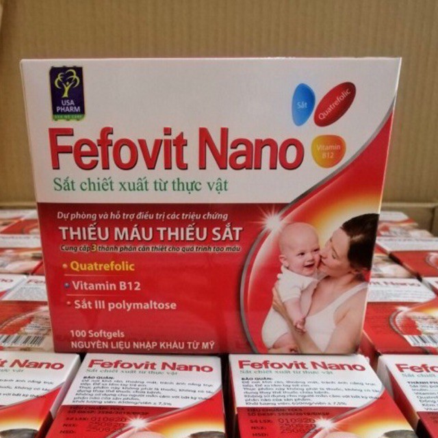 Fefovit Nano Bổ Sung Sắt, Tăng Cường Lưu Thông Máu Cho Phụ Nữ Mang Thai Hộp 100 viên